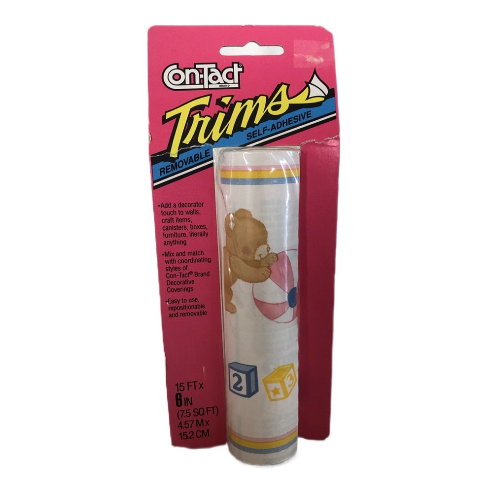 🦋 5/$25 - Vintage (1991) Con-Tact Removable Self-Adhesive Trims - Baby Bears